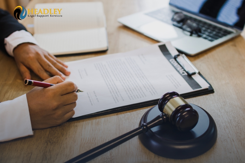 Confidential legal documents being handed over – Headley Legal Support Florida.