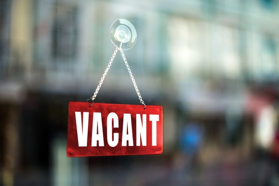 VACANT sign indicating an unoccupied property or rental space.